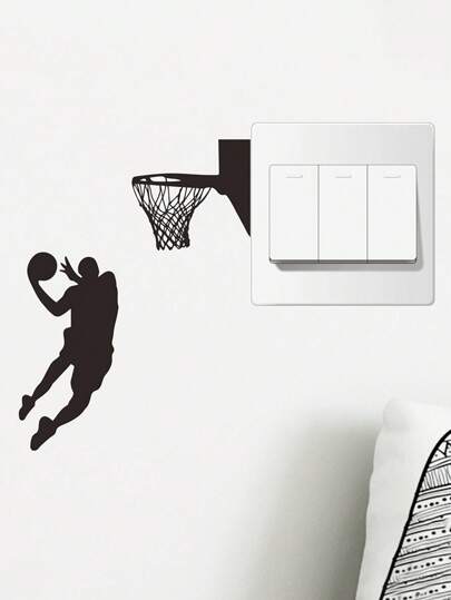 Pegatina de pared con diseño de baloncesto para sala de estar y dormitorio, calcomanías impermeables para el asiento del inodoro con diseño de baloncesto para el baño