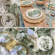 Khăn trải bàn vải thưa phong cách Bohemian, Bộ khăn trải bàn vải thưa dài 3,05 mét, Trang trí theo phong cách Boho cho đám cưới, tiệc cô dâu, sinh nhật, kỷ niệm, tiệc độc thân - Đa năng cho Halloween, Giáng sinh, Ngày lễ tình nhân - Chủ đề công chúa, Dễ sử dụng và tái sử dụng Quà tặng tốt nhất - Nhiều màu - Xem 3