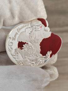 圣诞装饰 1 件圣诞老人金属浮雕纪念币，感恩节和圣诞节礼物 - 彩色 - 查看 1