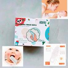 32 Peças Lenços de Limpeza para Dedos de Bebê, Limpador de Língua para Recém-Nascidos, Escova de Dentes para Dedos de Bebê para Limpeza de Dentes, Limpa Superfície da Língua, Adequado para Bebês de 0 a 36 Meses