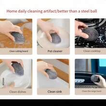 1/3/5pcs Stainless Steel Hanging Large Cantaloupe Shape Cleaning Ball Sponge, Kitchen Sink Pot Scrubber With Hanging Rope, Durable, Cleaning Accessories, Household Cleaning Supplies, Room Decoration, Can Be Used To Prevent Oil Stains, Garbage, Etc., Suitable For Kitchens, Restaurants, Parties, Gatherings, Travel, Family Gifts, Home Gifts - Multicolor - View 7