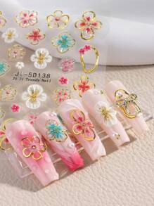 5D立体浮雕豹纹芙蓉花美甲贴纸 优雅花瓣美甲贴花 彩色仙女花 Y2K美甲装饰贴纸 自粘式5D立体浮雕美甲贴花 美甲用品 美甲贴纸 DIY 4片装 - 彩色 - 查看 10