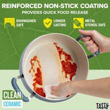 Conjunto de 16 piezas de utensilios de cocina antiadherentes de aluminio de cerámica limpia, color azul pizarra - azul pizarra - Ver 4