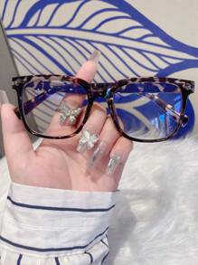 1 قطعة إطارات نظارات بيضاء كبيرة الحجم عصرية للاستخدام اليومي - خثارة الفاصوليا البيضاء - مشاهدة 2