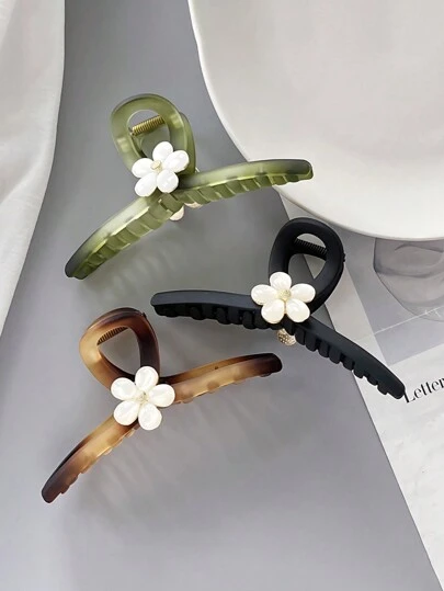 1个/2个/3个新款哑光超大花朵发爪夹，女士百搭配饰