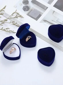 1 Peça Caixa de Jóias em Forma de Coração, Caixa de Presente Floquada Vermelha em Forma de Coração para Anéis