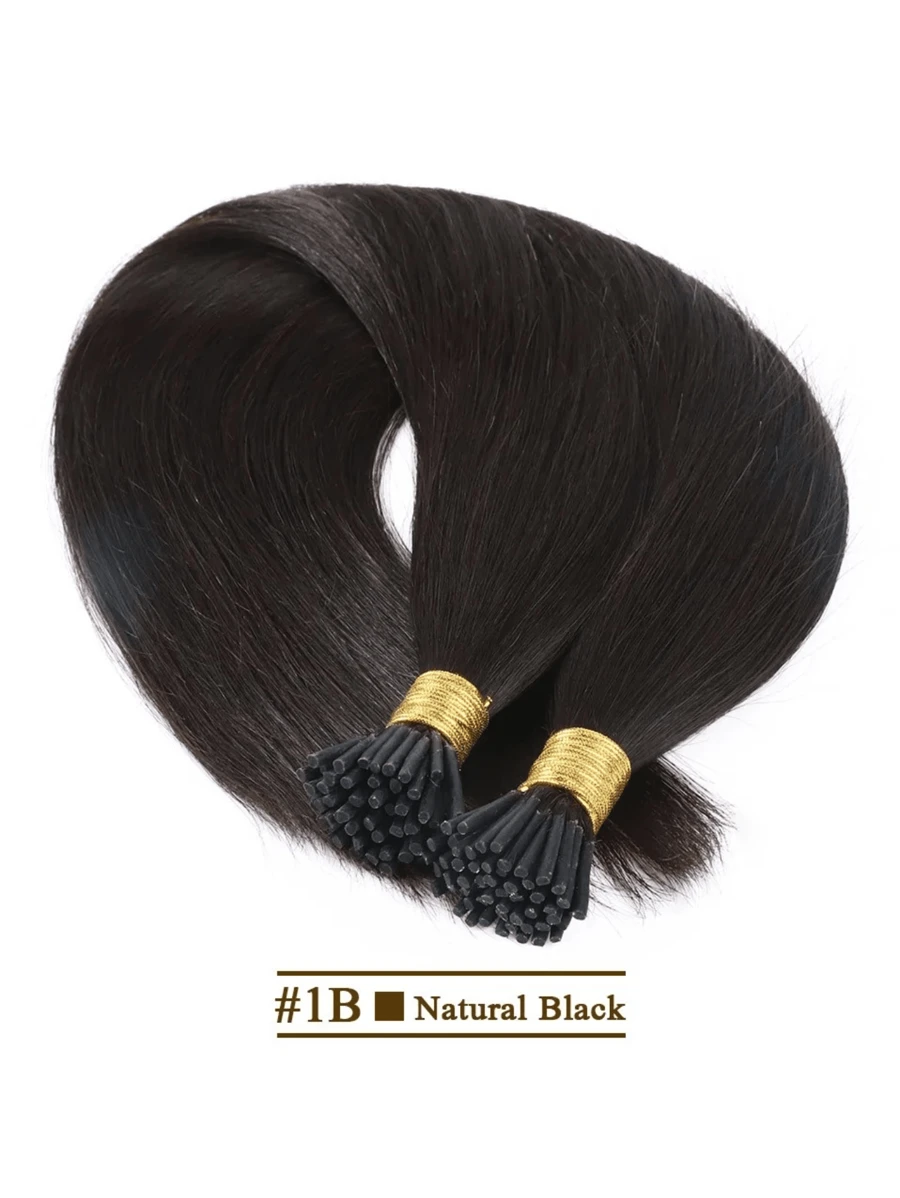 Straight I Tip Hair Extensions Natural Real Human Fusion Hair Extensions Set Keratin Capsule Brown Blonde Color 30g/Pack