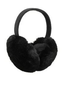 1 件黑/白冬季耳罩，可折叠毛绒耳罩，秋冬保暖耳罩，适合作为送给爸爸、妈妈、家人、朋友、同事的有趣礼物，新年冬季配饰