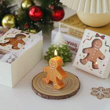 1 pieza Vela de Navidad con forma de hombre de jengibre, vela de estilo fragancia de cera, decoración de habitación, regalo