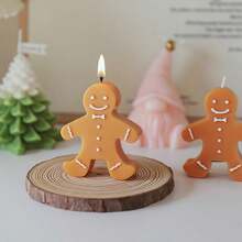 1 pieza Vela de Navidad con forma de hombre de jengibre, vela de estilo fragancia de cera, decoración de habitación, regalo