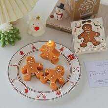 1 pieza Vela de Navidad con forma de hombre de jengibre, vela de estilo fragancia de cera, decoración de habitación, regalo