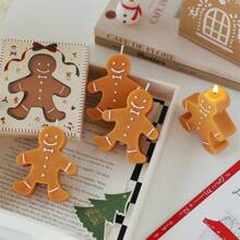 1 pieza Vela de Navidad con forma de hombre de jengibre, vela de estilo fragancia de cera, decoración de habitación, regalo