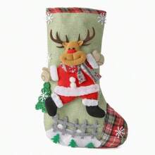 4 Stücke/Set 30cm klassische mittelgroße Weihnachtsstrümpfe mit Motiven von Weihnachtsmann, Schneemann und Rentier für Familien-Weihnachtsfeier, Szenendekoration, Feiertags-Dekoration, Heim-Dekoration, Flur-Dekoration, Büro-Dekoration, Garten-Dekoration, beste Weihnachts-Dekoration als Geschenk
