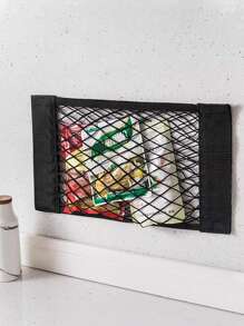 1/2 pièces Sac de rangement en polyester, Sac de rangement en maille noire minimaliste, Sac de rangement fixé au mur à l'intérieur de la porte de l'armoire de cuisine sans perçage, Sac de rangement en maille, Distributeur de désordre ménager pour la maison, la cuisine, la salle de bain Rangement et organisation - Noir - Voir 5