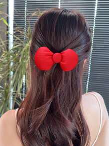 2 件装加厚红色蝴蝶结发夹，甜美刘海侧夹，休闲可爱优雅金属合金发夹发饰，适合所有季节情人节爪夹发夹发夹，学校用品，大学 - 紅色 - 查看 2