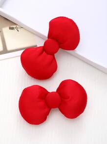 2 件装加厚红色蝴蝶结发夹，甜美刘海侧夹，休闲可爱优雅金属合金发夹发饰，适合所有季节情人节爪夹发夹发夹，学校用品，大学 - 紅色 - 查看 1