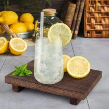 木质底座，用于放置管道、质朴的肥皂盒和植物架，用于放置浴室和厨房里的蜡烛、瓶子、化妆品和客用毛巾的装饰托盘 - 胡桃色 - 查看 5