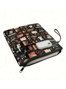 Cute Cat Canvas Book Cover With Zipper - Washable Paper Book Cover With Pocket - Perfect Gift For Women And Girls Back To School, School Supplies - Multicolor - View 2