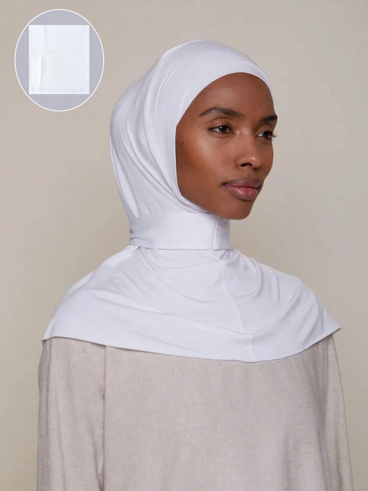 2pcs Set Instant Hijab Scarf Straight Head Scarf Solid Color Tie Fastener Sporty Headcover Stretchy Tube Headscarf For Casual Sports Emergencies SHEIN UK