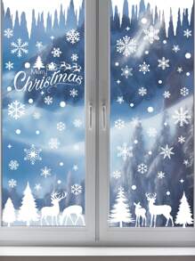 322 piezas/Set 9 hojas de pegatinas de decoración navideña, que incluyen diseños de renos y muñecos de nieve, para la exhibición de la tienda - Multicolor - Ver 15
