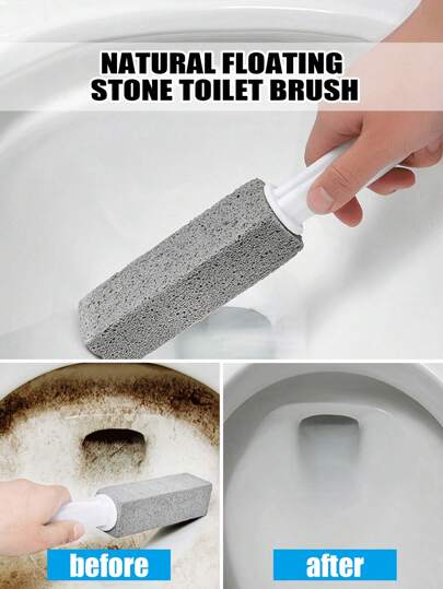Produtos de limpeza para banheiro: escova de limpeza de vaso sanitário com cabo longo de pedra-pomes, escova de limpeza sem ângulo morto, removedor de manchas potente para vaso sanitário, escova para esfregar manchas de urina, decoração de banheiro para casa, decoração de outono, volta às aulas