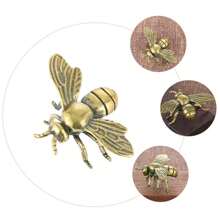 Pair Of Vintage Brass Bee Figurines - Rustic Charm Bee Ornament Set, Miniature Bee Sculptures Ideal For Seasonal Decor & Gifts