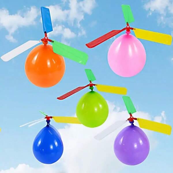 1pc/3pcs Helicopter Balloons - DIY Flying Propeller Balloons Toy, Suitable For Outdoor Party Game, Plastic Creative Toy Set For Teenagers 14+ (Balloon And Blade Colors Are Random, Not Just The Shown Colors)