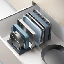 1 件新品家用砧板烤盘收纳架烤盘储物架台面锅盖架多功能厨房隔断砧板架橱柜收纳 - 彩色 - 查看 3