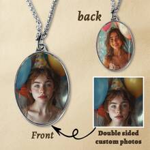 1 件定制个性化照片项链，适合男女节日礼物吊坠装饰 - 圆形、心形和椭圆形吊坠选项，适合家人、宠物、母亲 - 彩色 - 查看 4