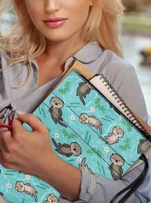 1 Stück Buch Schutzhülle mit Otter Muster und Reißverschluss, waschbarer Buchbezug für Buchliebhaber, Taschenbuch, Hardcover, Lehrbuch Buchbezug für Buchliebhaber, Rückkehr zur Schule, Schulmaterial