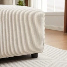 106" Multi-Module Combination Style Sofa For Living Room, Bedroom And Other Lounge Spaces, Modern Minimalist Corduroy Combination Sofa With 2 Comfort Cushions With USB And C Charging Ports, Beige
