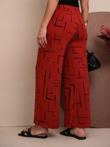 Calca Pantalona Geométrica Calça Estampada Lisa Viscolycra Moda Feminina Bolsos Laterais