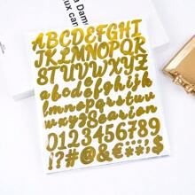 Conjunto De 2 Piezas De Pegatinas Surtidas De Letras Y Números Con Brillo, Pegatinas Simples Y Multifuncionales Para Manualidades En El Hogar, Doradas Y Plateadas, Creativas Para Regalos De Fiesta / Manualidades, Pegatinas De Letras Doradas - Multicolor - Ver 16