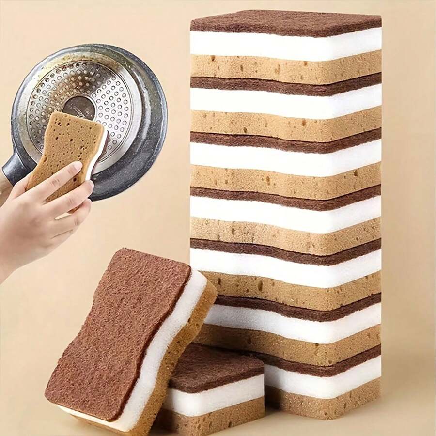1pc/2pcs/3pcs/4pcs/5pcs/10pcs Ba lớp đa chức năng miếng bọt biển làm sạch, miếng chà hai mặt để làm sạch nhà cửa, miếng bọt biển rửa chén, miếng bọt biển nhà bếp chất lượng cao, miếng bọt biển lau bền và không trầy xước, siêu thấm hút, vật dụng làm sạch, dụng cụ làm sạch, chào mừng học kỳ mới - Nhiều màu - Xem 1