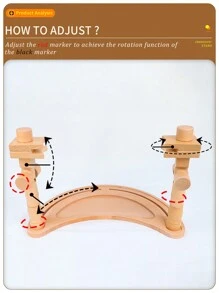 1pc  Beechwood Rotating Embroidery Hoop Stand, Portable Desktop Cross Stitch Frame With Moon-Shaped Base, Easy Assembly, Suitable For Various Embroidery Angles - Khaki - View 8