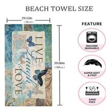 1 Khăn tắm biển in kỹ thuật số thể thao & ngoài trời, Thảm tập yoga trong nhà, Khăn choàng bãi biển, Khăn tắm sọc hồng hạc thấm hút khô nhanh khi đi du lịch - Bướm cổ điển~001 - Xem 2