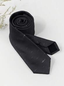 1pc Elegant Dark Gray Embroidered Shark Pattern Necktie, Suitable For Parties, Occasions & Daily Wear Halloween - Dark Grey - View 4