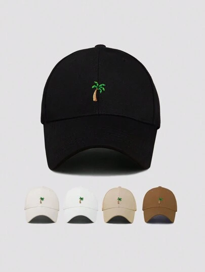 1 件装男士可调节棒球帽，带卡通像素棕榈树印花，适合日常休闲佩戴