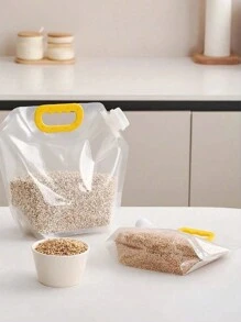 10pcs/5pcs透明食品储存密封袋厨房防潮防虫保鲜袋便携真空密封袋杂粮密封袋 - 彩色 - 查看 8