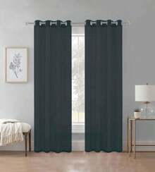 TRANSPARENT VEIL CURTAIN - BLACK - View 1