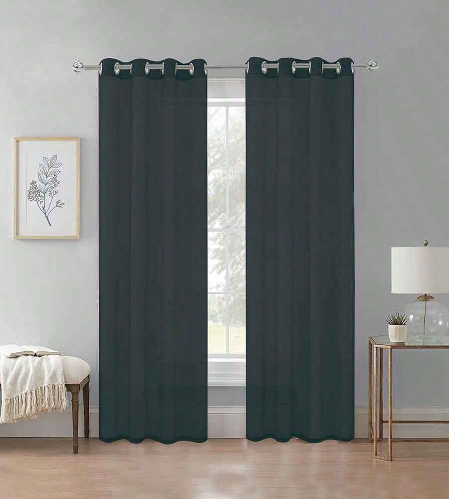 TRANSPARENT VEIL CURTAIN - BLACK - View 1