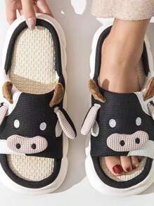 Pantuflas de estar por casa para hombre, bonitos estampados de animales, sencillas. - Negro - Ver 1