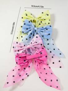 10 piezas/paquete Pinzas para el cabello con lazo de gasa a lunares de colores para niñas pequeñas, accesorios para el cabello para uso diario