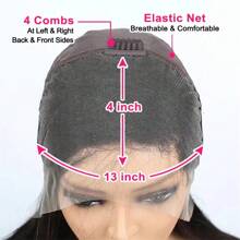 Tóc giả uốn xoăn tự nhiên 13X4, tóc giả ren phía trước, tóc giả làm từ tóc thật Remy mật độ 150% - Kiểu cơ bản, phù hợp với mọi người dùng, kích thước 10-16 inch - Natural Black - Xem 10