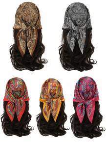 1 chiếc khăn quàng cổ và băng đô in họa tiết hoa Paisley cổ điển - Nhiều màu - Xem 1