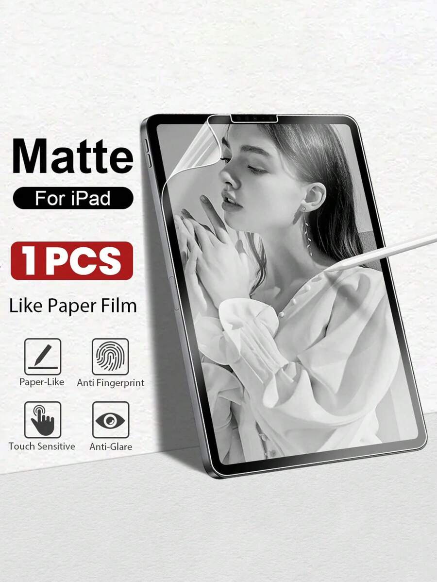 1 包类似纸质屏幕保护膜哑光 PET 绘画书写兼容 iPad 礼物生日、家人、朋友平板电脑屏幕保护膜、平板电脑配件防水防震防摔防摔防刮防指纹全覆盖