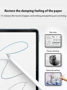 1 包类似纸质屏幕保护膜哑光 PET 绘画书写兼容 iPad 礼物生日、家人、朋友平板电脑屏幕保护膜、平板电脑配件防水防震防摔防摔防刮防指纹全覆盖 - 1 Piece - 查看 8