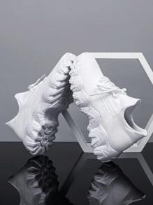 Women's Breathable Round Toe Slip-On Cushion Sneakers, Ladies' Casual Knitted Shoes - trắng - Xem 6