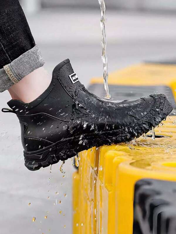 Botas de chuva estilo alemão de cano curto para homens, antiderrapantes e duráveis, adequadas para trabalho ao ar livre, cozinha, lavagem de carro, pesca, à prova d'água