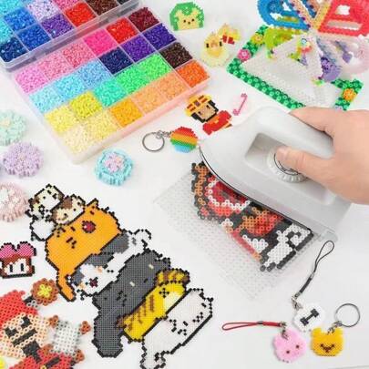 500pcs 5mm Fuse Beads Bag Set, Bead Template, Puzzle Assembly Toy, DIY Fusion Beads Craft Gift